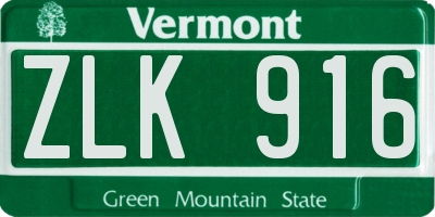 VT license plate ZLK916