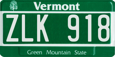 VT license plate ZLK918