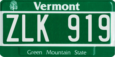 VT license plate ZLK919