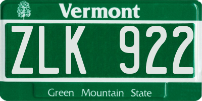 VT license plate ZLK922