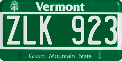 VT license plate ZLK923