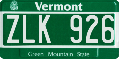 VT license plate ZLK926