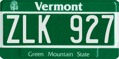 VT license plate ZLK927