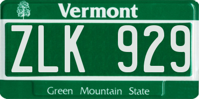 VT license plate ZLK929