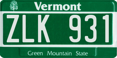 VT license plate ZLK931