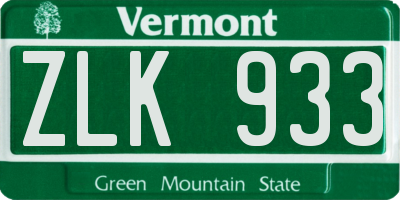 VT license plate ZLK933
