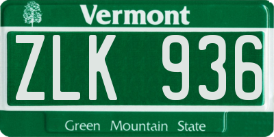 VT license plate ZLK936