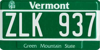 VT license plate ZLK937