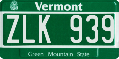 VT license plate ZLK939