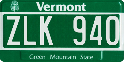 VT license plate ZLK940