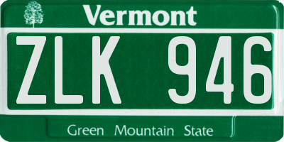 VT license plate ZLK946