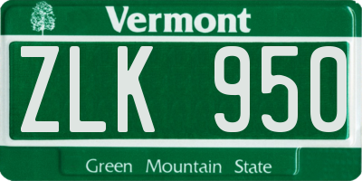 VT license plate ZLK950