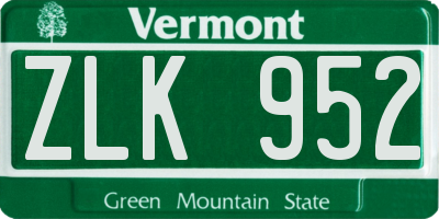 VT license plate ZLK952