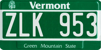 VT license plate ZLK953