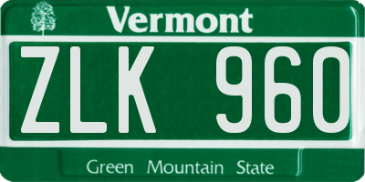 VT license plate ZLK960