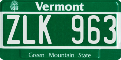 VT license plate ZLK963