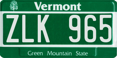 VT license plate ZLK965