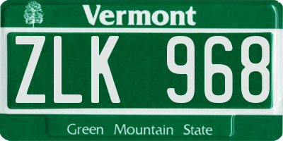 VT license plate ZLK968