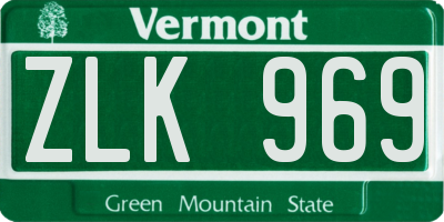 VT license plate ZLK969