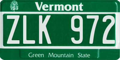 VT license plate ZLK972