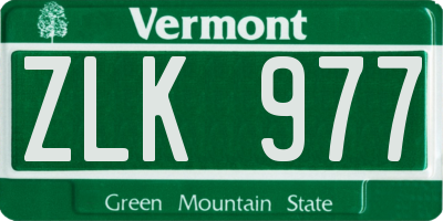 VT license plate ZLK977