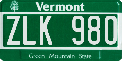 VT license plate ZLK980