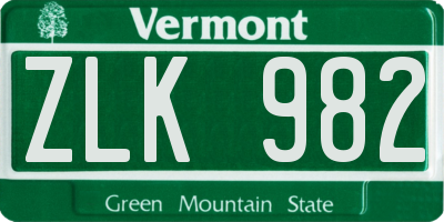 VT license plate ZLK982
