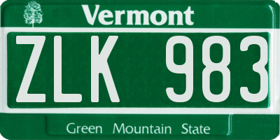 VT license plate ZLK983