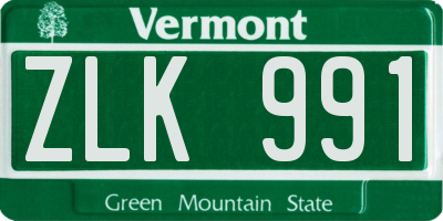 VT license plate ZLK991