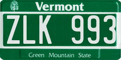 VT license plate ZLK993
