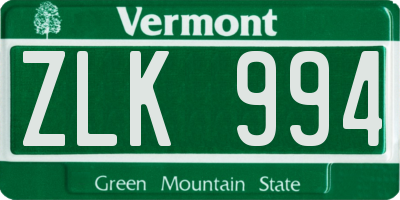 VT license plate ZLK994