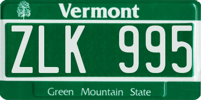VT license plate ZLK995