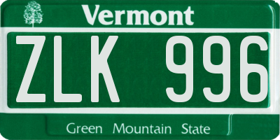 VT license plate ZLK996