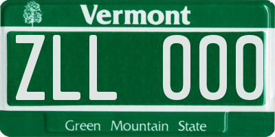 VT license plate ZLL000