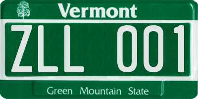 VT license plate ZLL001