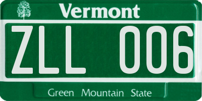 VT license plate ZLL006