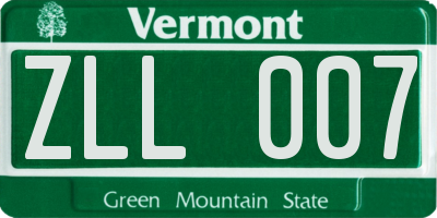 VT license plate ZLL007