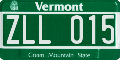 VT license plate ZLL015