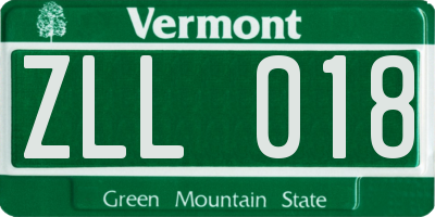 VT license plate ZLL018