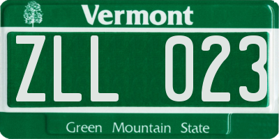 VT license plate ZLL023