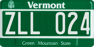 VT license plate ZLL024