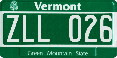 VT license plate ZLL026