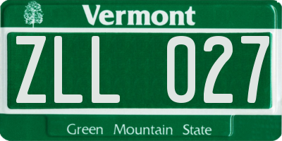 VT license plate ZLL027