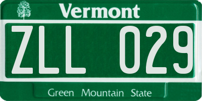 VT license plate ZLL029