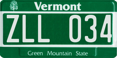 VT license plate ZLL034