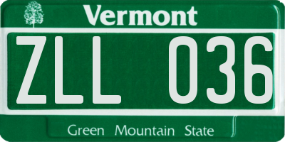 VT license plate ZLL036