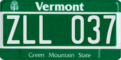 VT license plate ZLL037