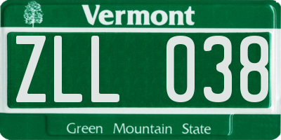 VT license plate ZLL038
