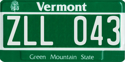VT license plate ZLL043