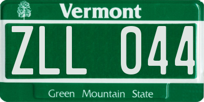 VT license plate ZLL044